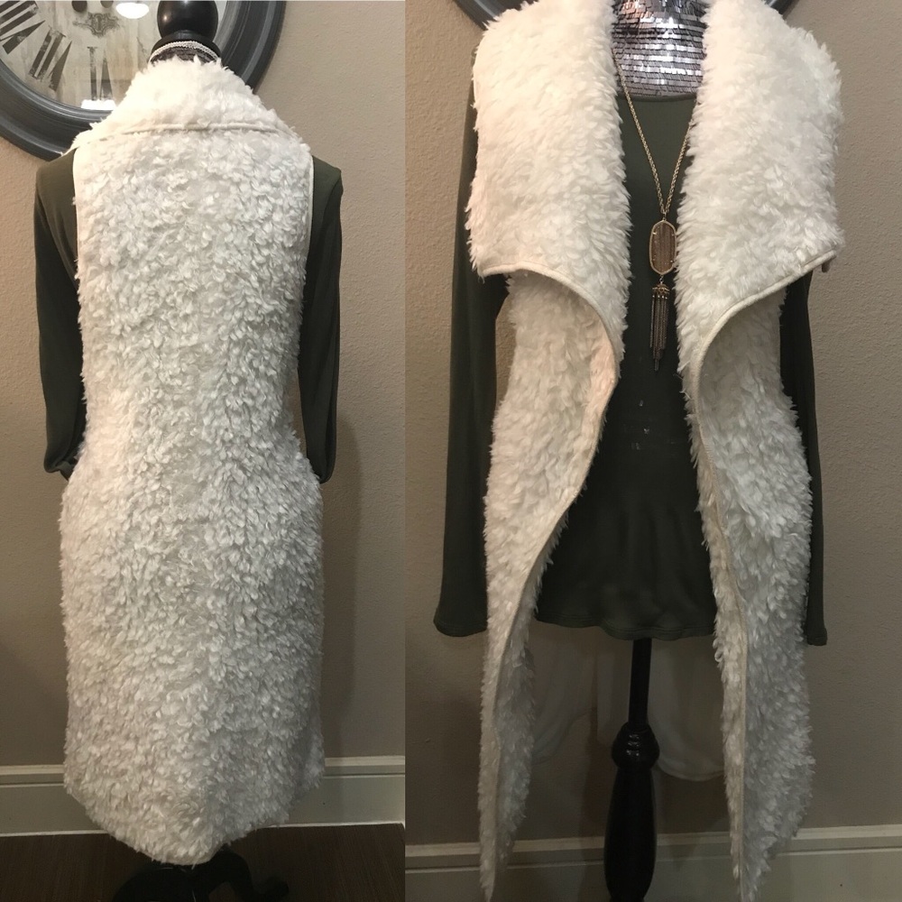 Faux Fur cream colored long vest